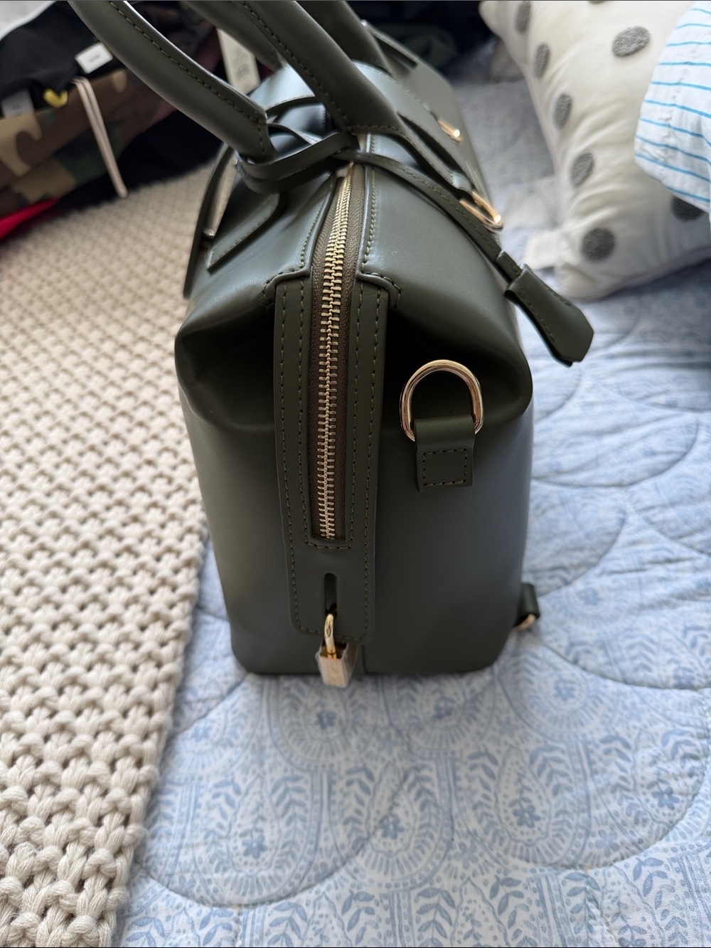 SILVER & RILEY Olive Green Structured Top-Handle Satchel - Picture 8 of 12